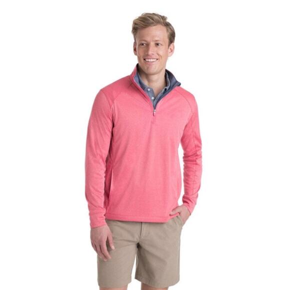 Vineyard Vines Men's Cationic Heather 1/4 Zip Size Medium in Jetty Red - Picture 1 of 10